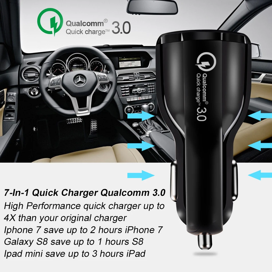 Зарядное устройство для автомобиля с двумя портами USB 18 Вт 3.1A адаптер Авто