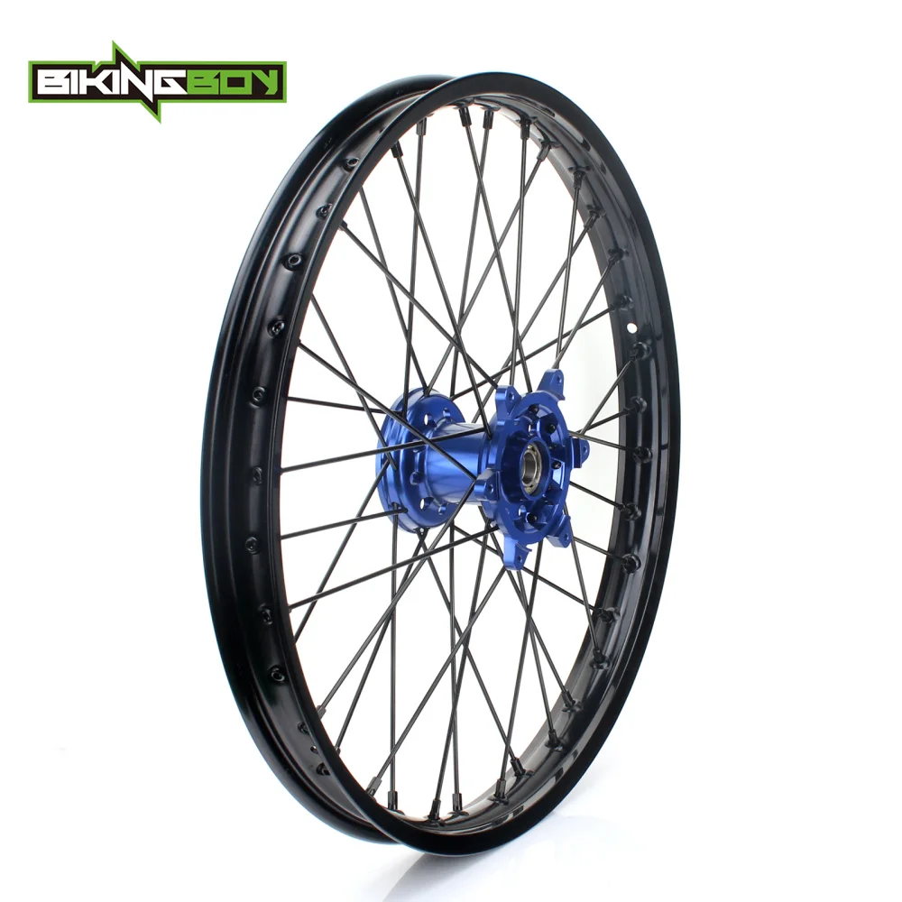 BIKINGBOY 21 &quotX 1 6&quot Supermoto MX переднее колесо синяя втулка Rim 36 спиц для Yamaha YZ 250 450 F YZ250F