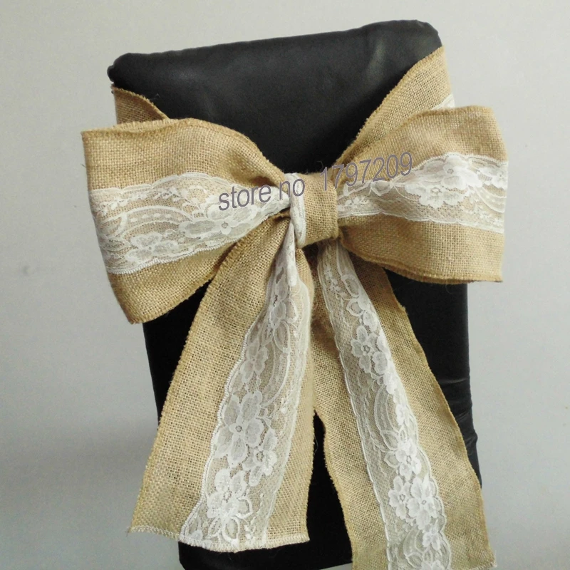 1 шт. Гессе джут холщевый стул пояса с галстуком для деревенской свадебной Baby Shower
