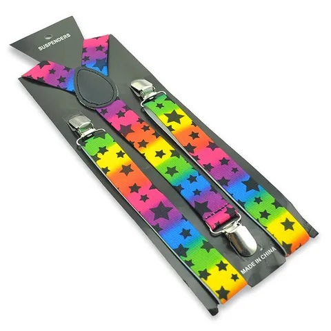 Подтяжки Эластичные Y-образные для мужчин и женщин, регулируемые, 2,5 см, 6 узоров, с разноцветным рисунком звезд, аксессуары для брюк