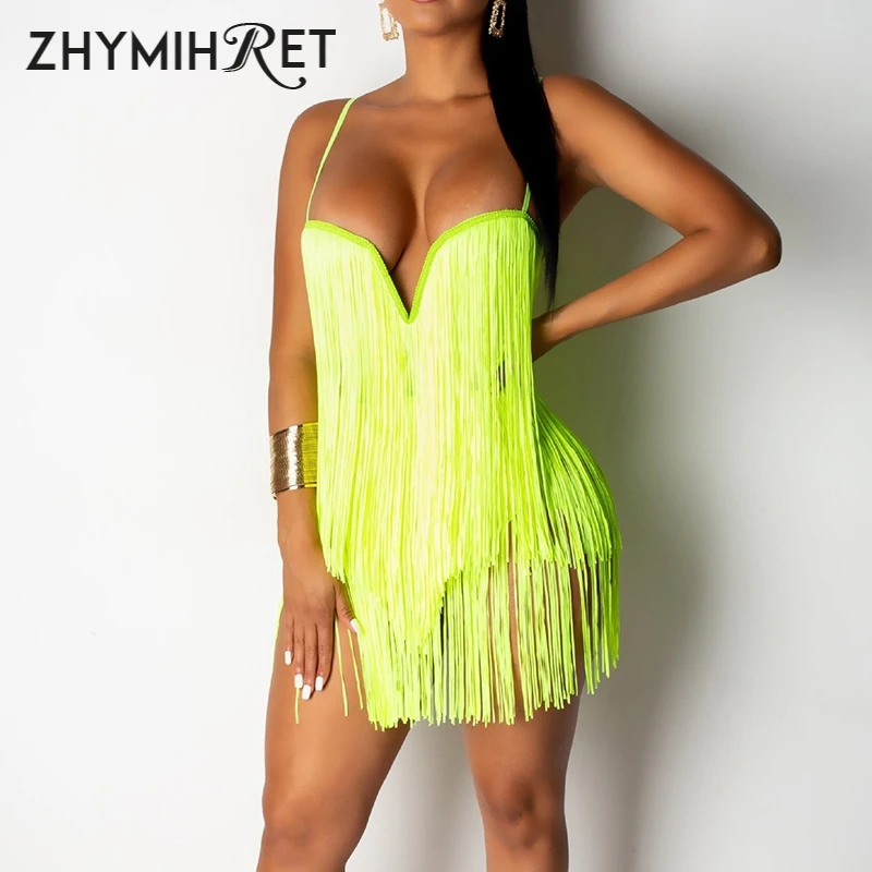 ZHYMIHRE/лето 2019 неоновый зеленый топ на бретелях шорты комплект из 2 предметов