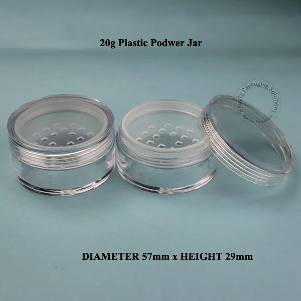 Оптовая продажа 50 шт./лот 20 г Пластиковый PS горшок для пудры 2/3 унции баночка с