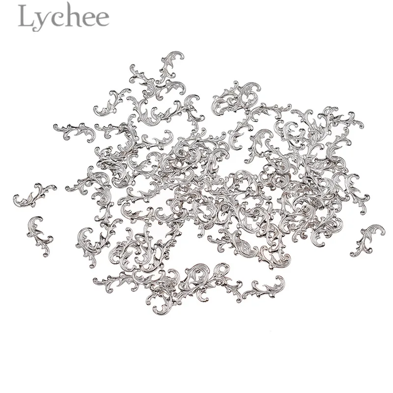 Lychee 100 шт латунные филигранные Цветочные ломтики золотого цвета серебристого