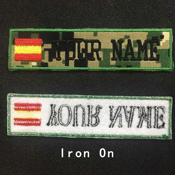 iron on Заказная вышивка испанское название патч, 2 шт Персонализированные милитари номер бирка индивидуальный логотип ID для нескольких сумок одежды - Цвет: iron on