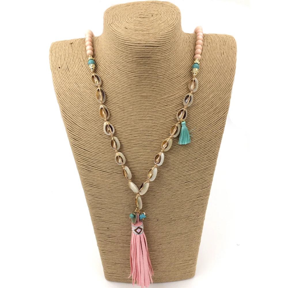 Новое богемное шикарное ожерелье в стиле бохо розовая деревянная Цепочка Из