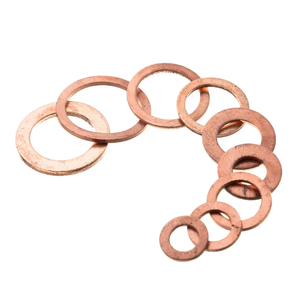 

ZENHOSIT 200PCS M5-M14 Solid Copper Washers Flat Ring Sump Plug Oil Seal Gasket Professional Hardware Accessories Assorted Set