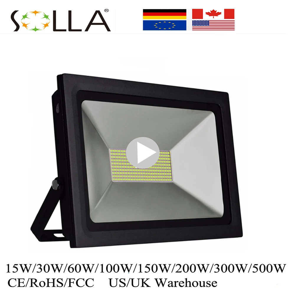 Solla Светодиодный прожектор 15 Вт 30 60 100 150 200 300 400 spotlight 220 В 110 Отражатели