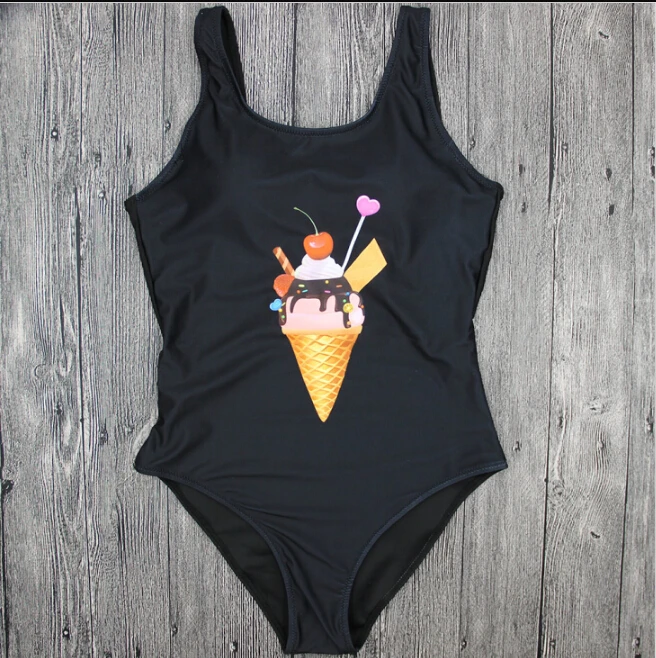 2018 Hot Swimwear Women Ice Cream Bandage Swimsuit Beachwear One-Piece Bathing Suits Black Rose Red Push-up Bikini Monokini | Спорт и