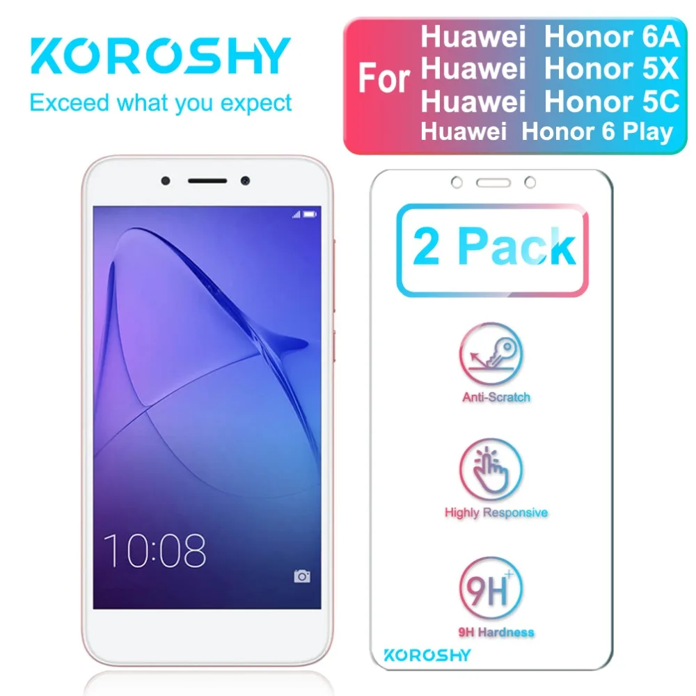 2 шт./упаковка 2.5D Защитное стекло для экрана Huawei Honor 5X 5C 6A 6 Play Play|Защитные стёкла и