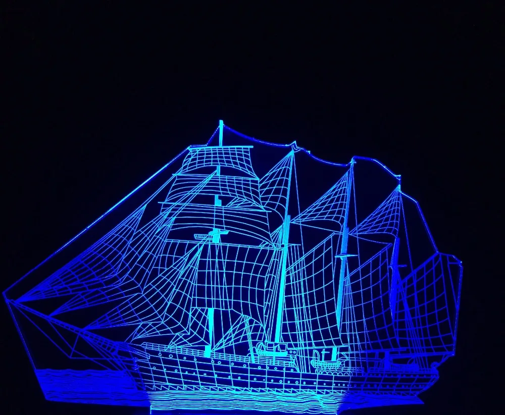 Инновационный 3D парусный морской корабль подарок для дома кафе украшение Ночной