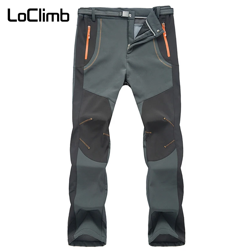 LoClimb мужские зимние уличные походные брюки мужские походные альпинистские спортивные брюки водонепроницаемые флисовые софтшелл лыжные брюки AM110