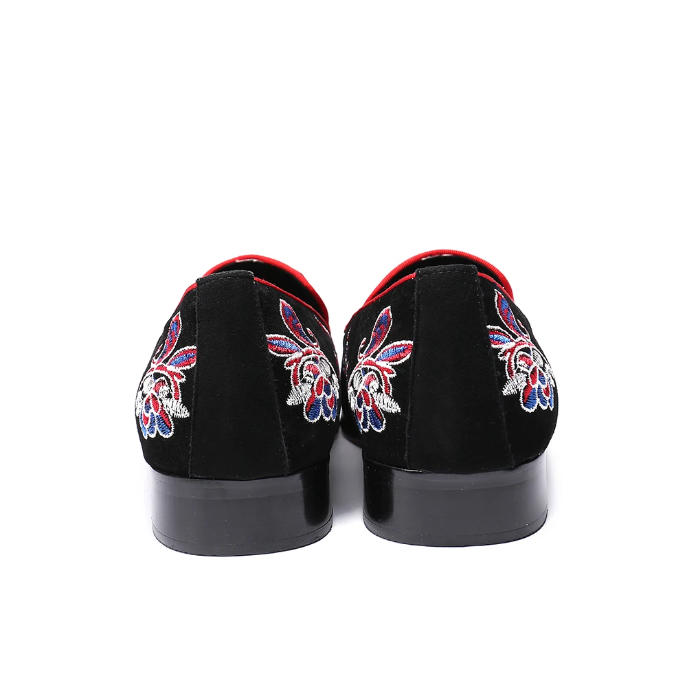 

Christia Bella Embroidery Men Loafers New Fashion Suede Leather Men Dress Shoes Plus Size Round Toe Formal Slip on Party Shoes