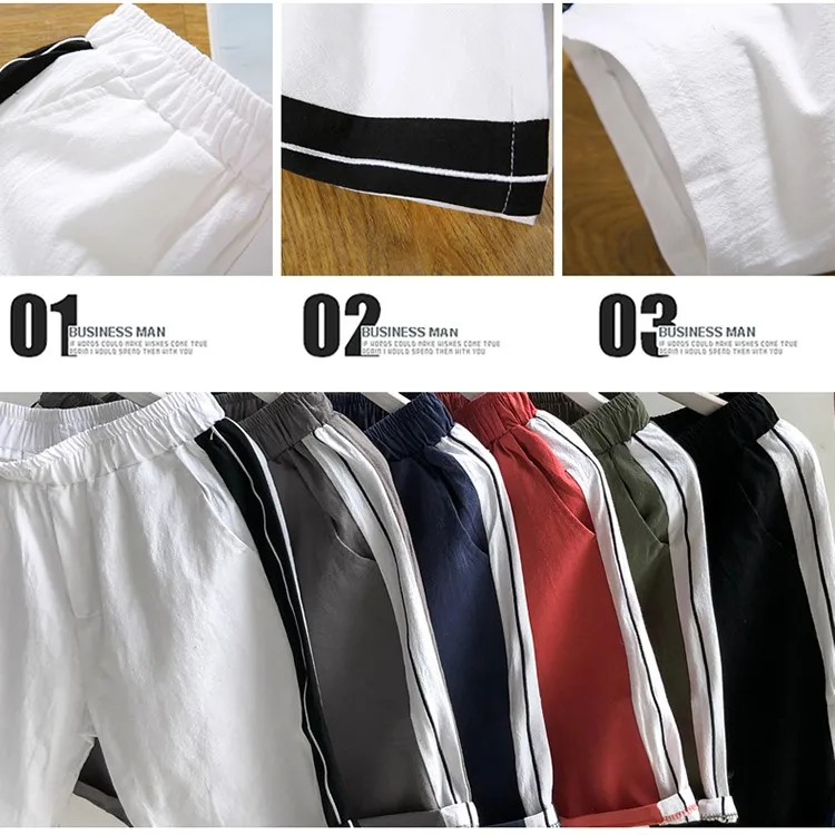 Шорты мужские хлопковые с боковыми полосками однотонные повседневные Простые