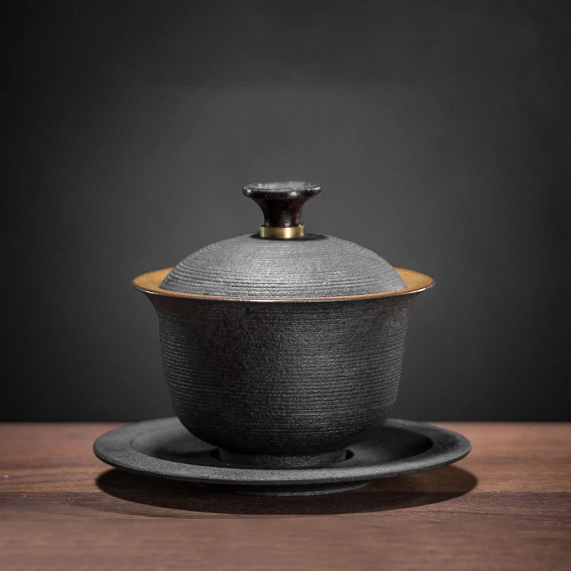 Чайный сервиз Gaiwan из грубой керамики в японском стиле 160 мл|Пиалы для чая| |
