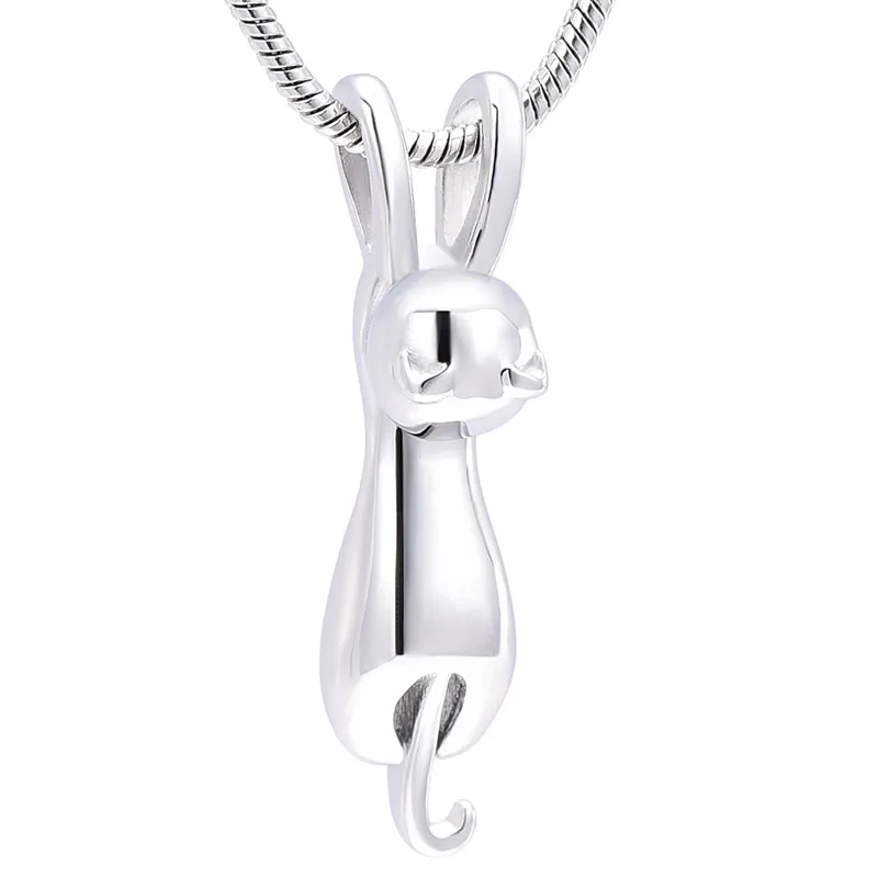 Silver Мини прекрасный кот для животных прах питомца из нержавеющей стали похоронный Мемориал ювелирные изделия Keepsake ожерелье для кремации ожерелье close to me - Окраска металла: Silver