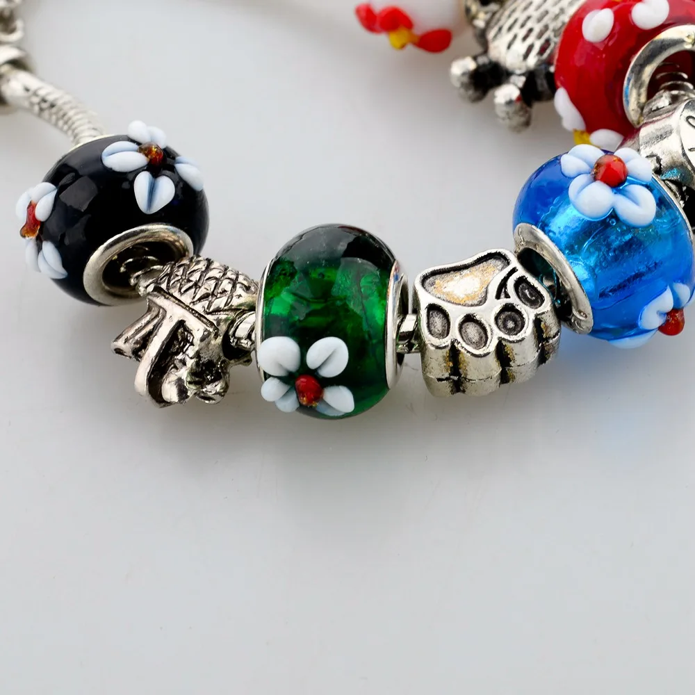 Szelam европейские разноцветные стеклянные браслеты с цветами и бусинами