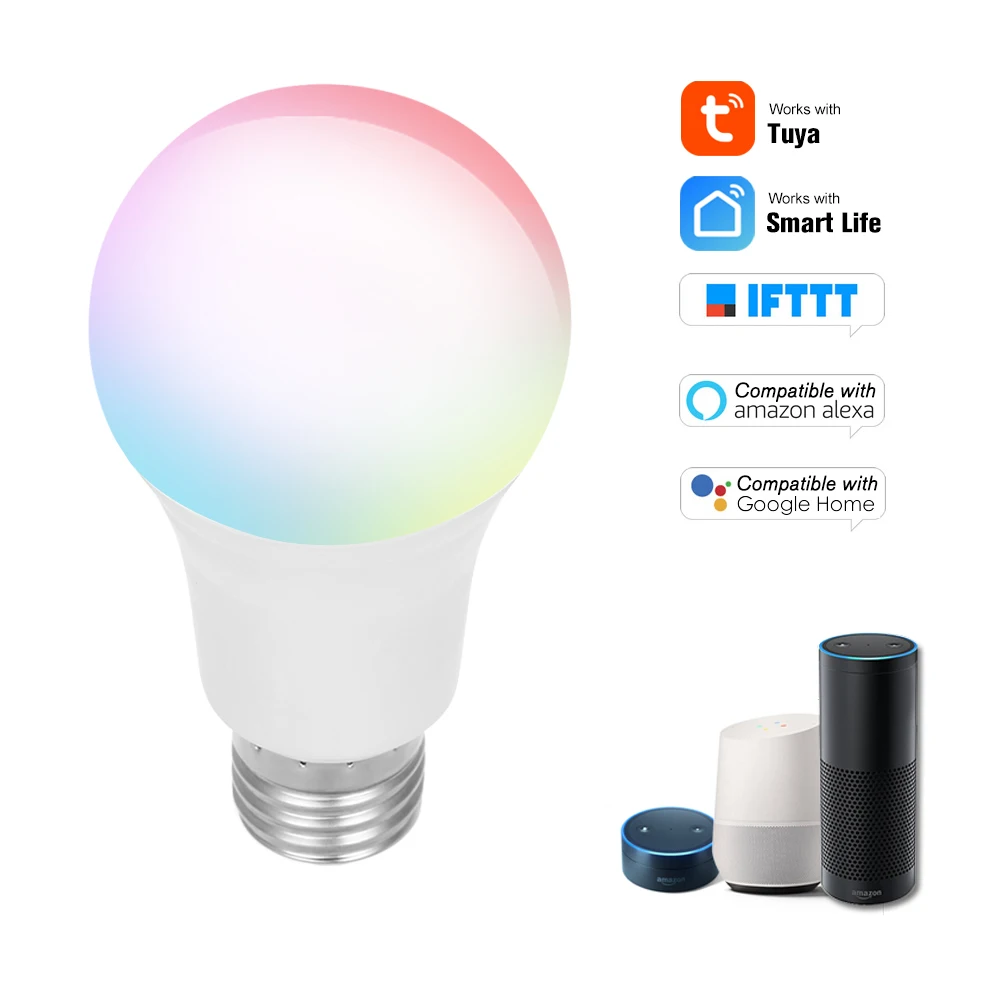 E27 Blub wifi светодиодный светильник wifi RGB+ C+ W 7 Вт 9 Вт многоцветный светодиодный светильник с регулируемой яркостью для телефона с дистанционным управлением для Alexa Google Home