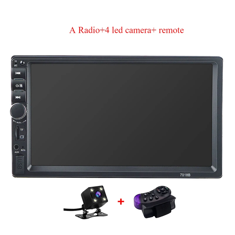 remote - 4led camera Авторадио 2Din Автомагнитола Кош рекордер 7 дюймов сенсорный экран автомобильный аудио Bluetooth FM Камера заднего вида 7018B MP5 мультимидио плеер - Цвет: remote - 4led camera
