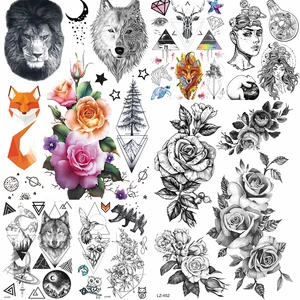 Водостойкие наклейки для женщин, розы, временная татуировка, макияж, задняя часть, татуировка, паста, 21x15 см, большая рука, тату на грудь, стена