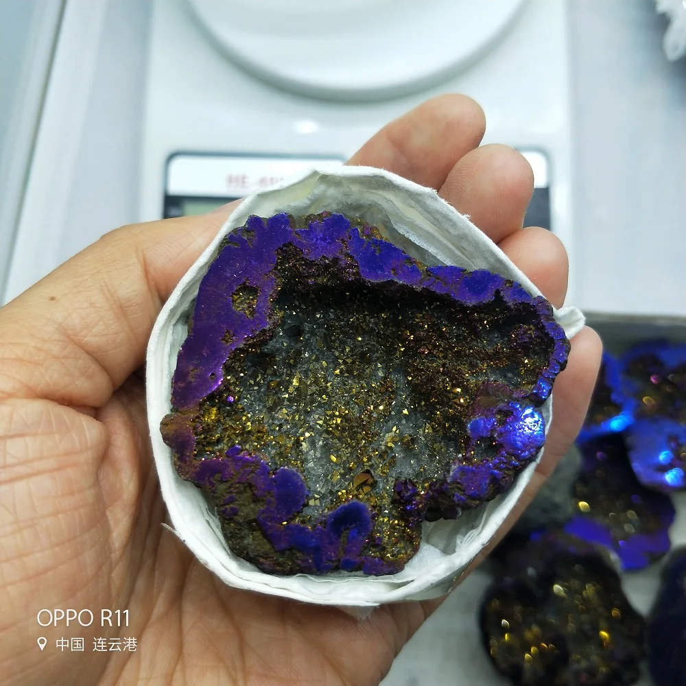 Натуральный кристаллический агат geode гальванизированный кристалл драгоценный