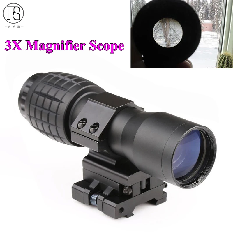 Hunting Shooting Accessories 3x Magnifier Scope Tactical Optics Military Airsoft Gun Magnifying Matt Black 20mm Rail | Спорт и