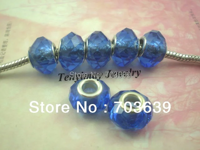100 шт. Европейские Бусины шармы синие граненые стеклянные бусины подходят для DIY