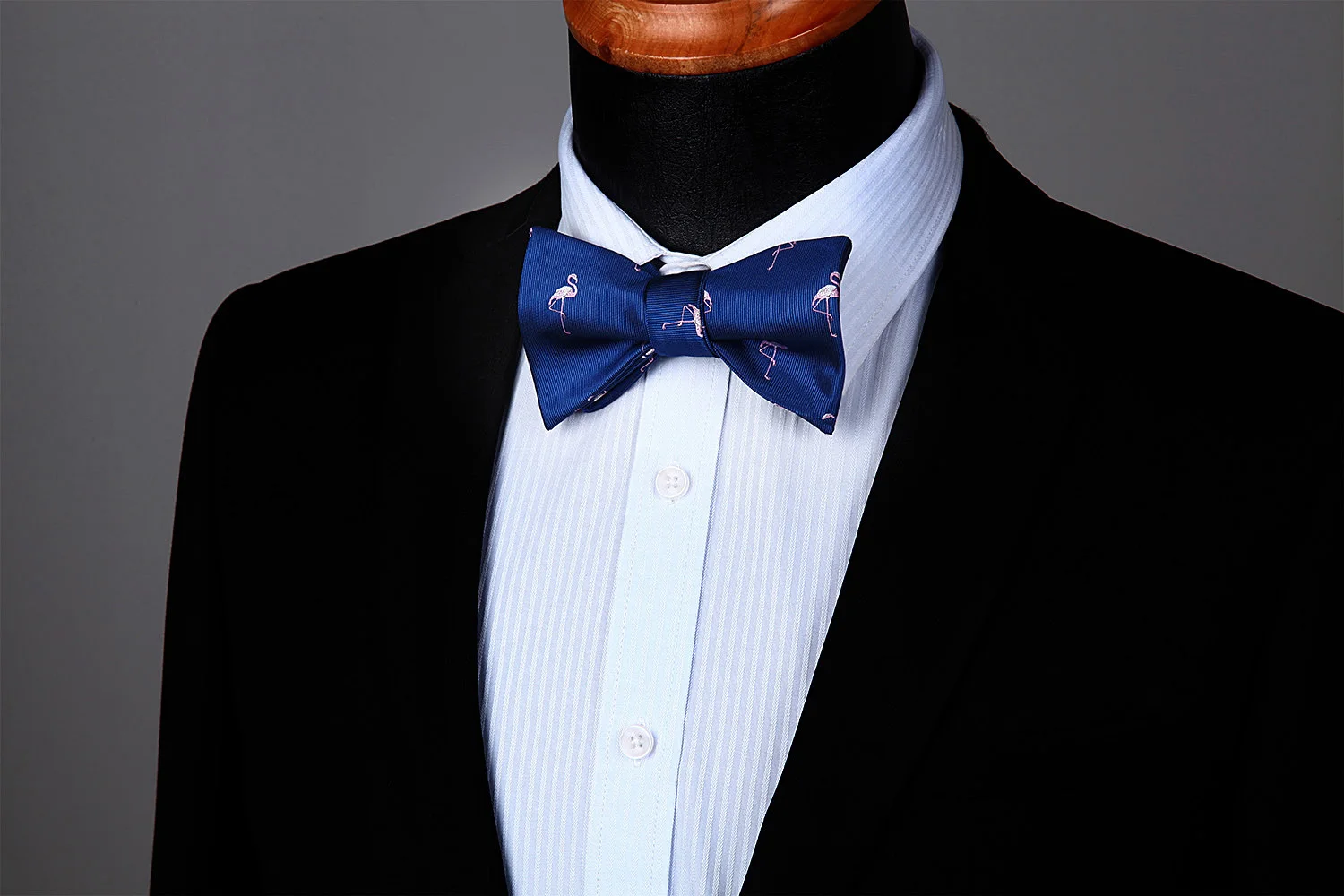 Men Woven Self Bow Tie Blue Pink Flamingos Animal Pocket Square Set#BGA09VS handkerchief set | Аксессуары для одежды