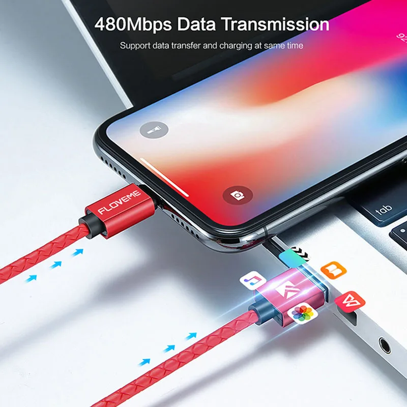 FDBRO светодиодный магнитный зарядный кабель Micro usb type C USB-C кабель 1 м 3 А Короткие Usb кабели для зарядки Магнитный кабель для передачи данных