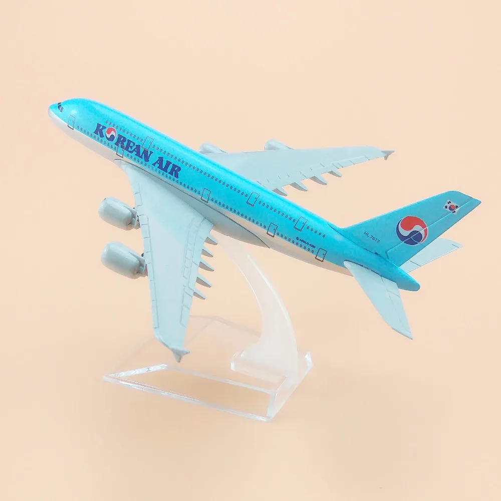 16 см сплав металлическая модель самолета корейский Air A380 Airlines Airbus 380 Airways W Стенд