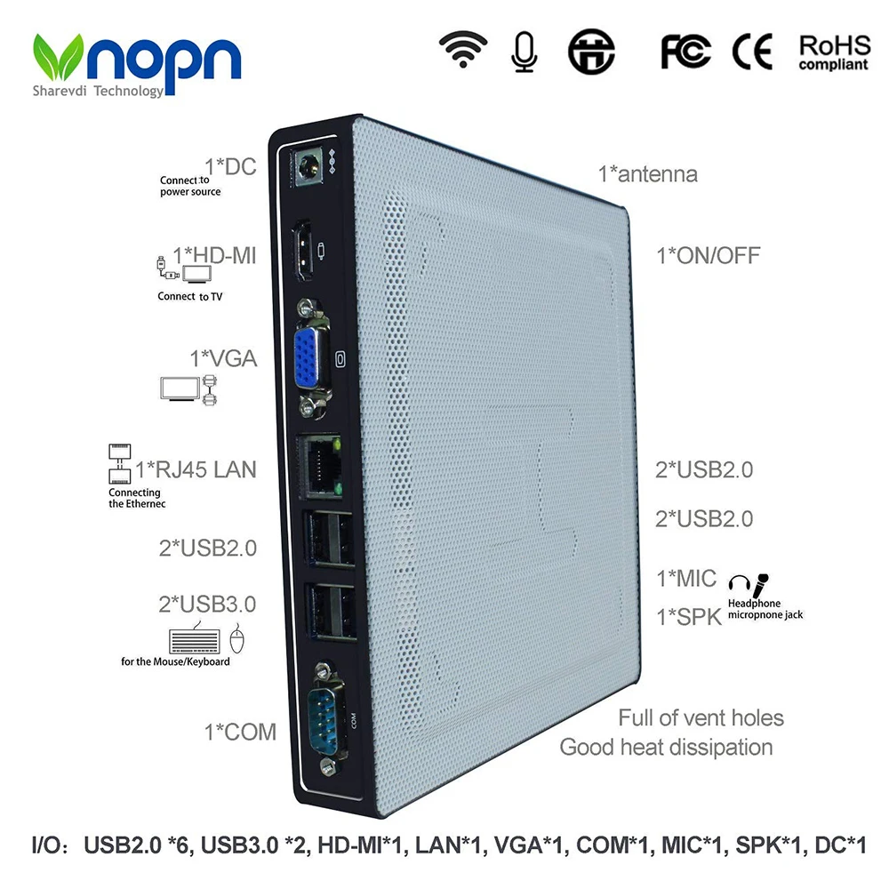 K400-F8L Мини ПК AMD LX-420 четырехъядерный 2,0 GHz Window 10 Pro OEM Лицензия 1000Mbps RJ45 LAN Мини компьютер HDMI VGA WiFi COM HTPC