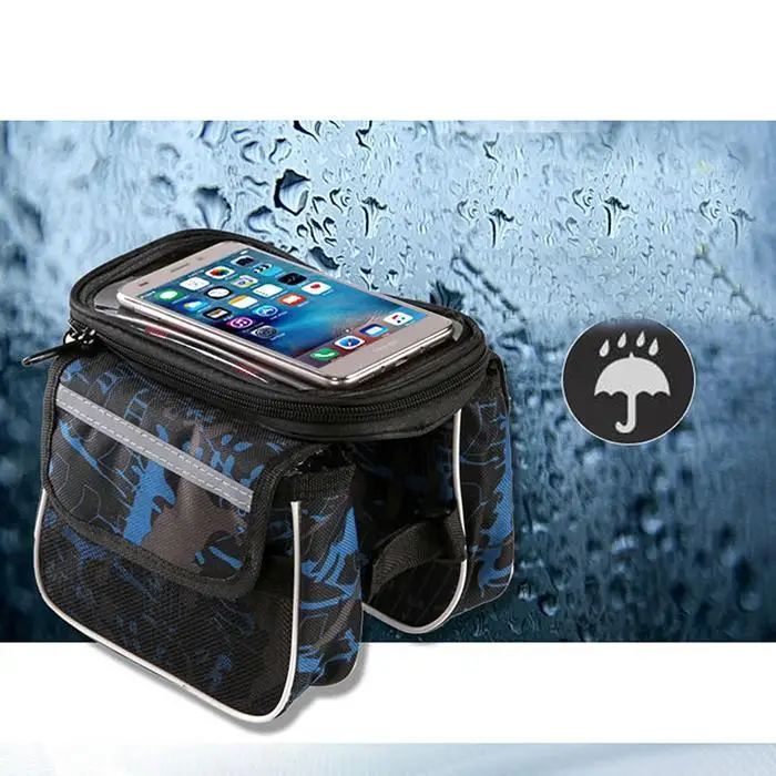 Cycling Bike Front Frame Phone Bag Tube Double Pouch for 5.5-6.2Inch Cellphone Bicycle Accessories Riding | Спорт и развлечения