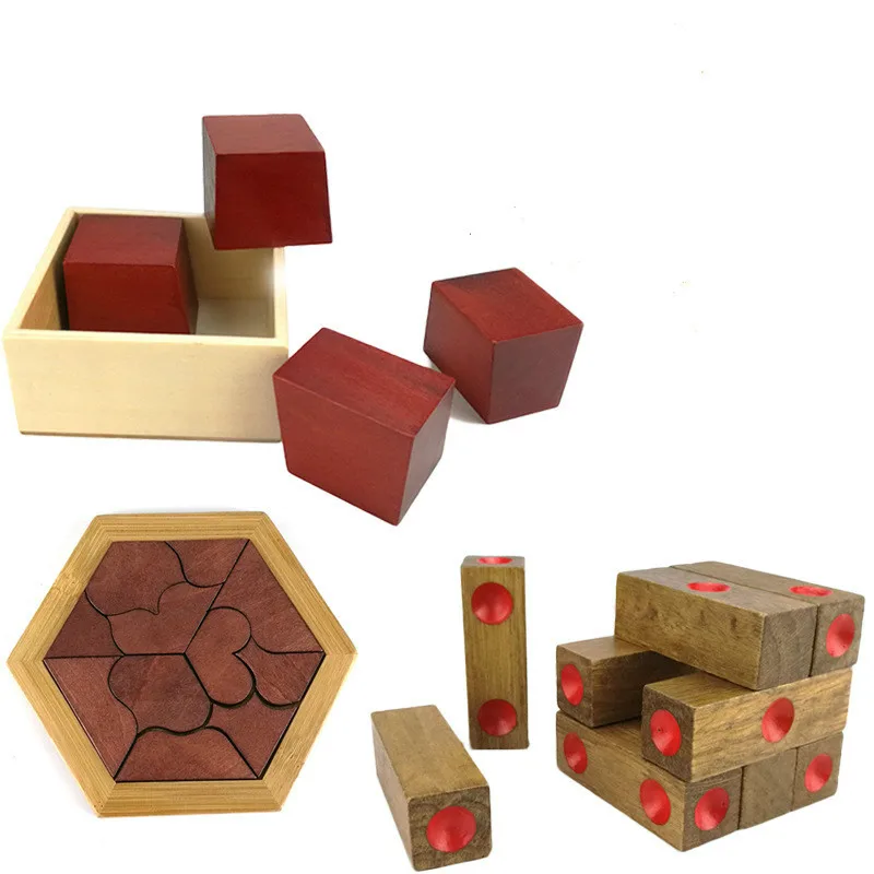 3 шт./компл. Детские деревянные игрушки в форме сердца головоломки/Tangram