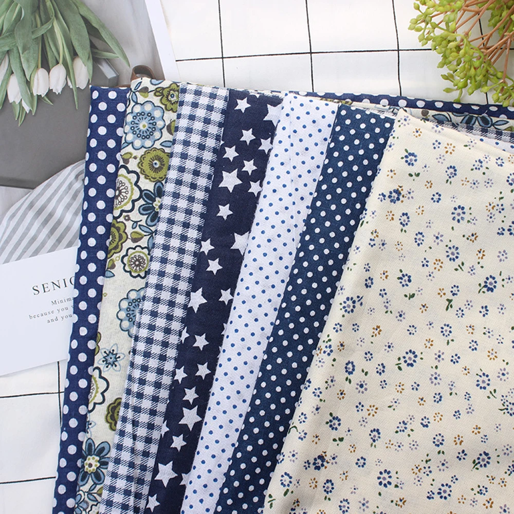 7PC Dark Blue50x50cm 7 шт. 50X50 см хлопковая ткань квадраты комплект Лоскутное Предварительно-Лоскутные ткани квадраты для «сделай сам» ручной работы ткань сумка рукоделие записки - Цвет: 7PC Dark Blue50x50cm