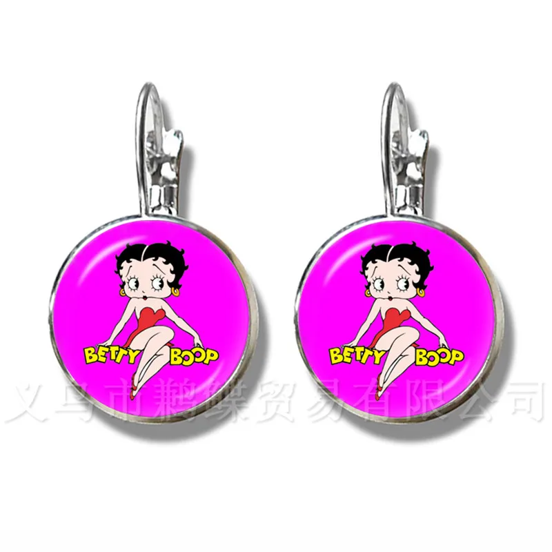 

New Betty Boop Uniform Dress Series Pattern Art Picture Earrings DIY Charms Stud Earrings For Women Girls Wonderful Gift