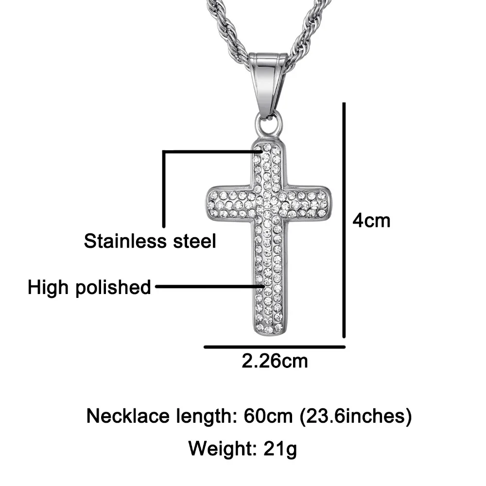 Хип-хоп Iced Out Bling крест ожерелье мужское золотого цвета из нержавеющей стали подвески и ожерелья для женщин и мужчин ювелирные изделия