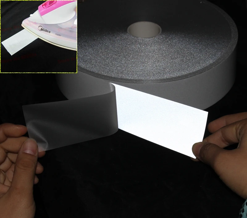 Высокая видимость безопасная Серебристая Светоотражающая DIY лента Железная на ткани одежда теплопередача виниловая пленка 100 мм x 1 метр