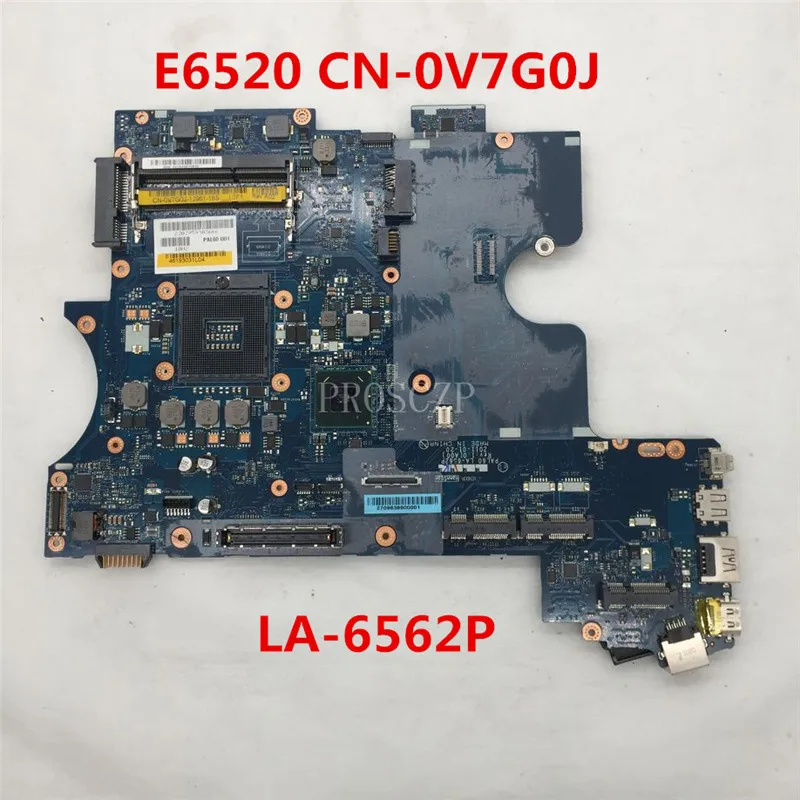Бесплатная доставка материнской платы для ноутбука E6520 6520 Фотоэлементы 0V7G0J V7G0J