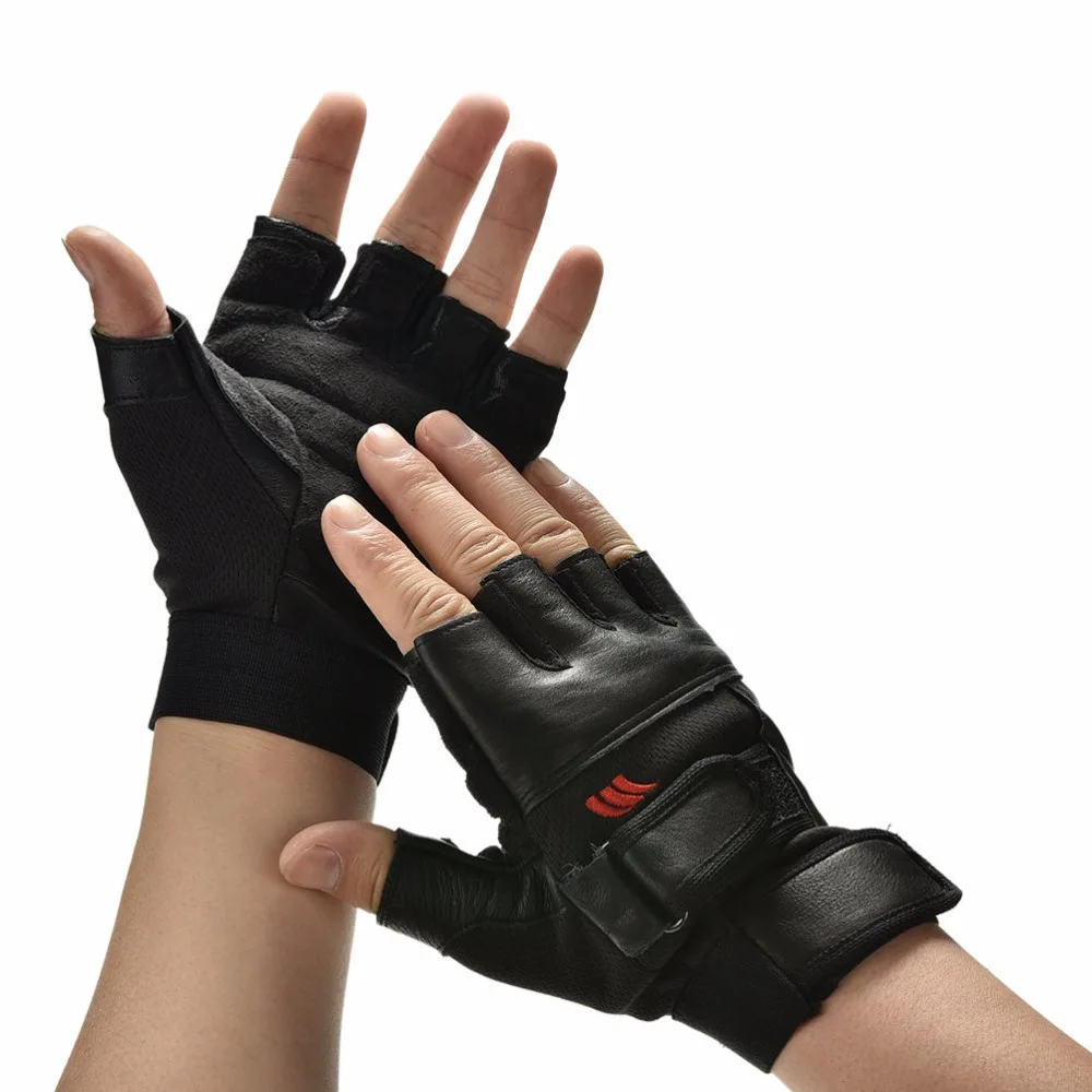 1PairWholesale мужские черные из искусственной кожи Вес подъемные спортивные перчатки