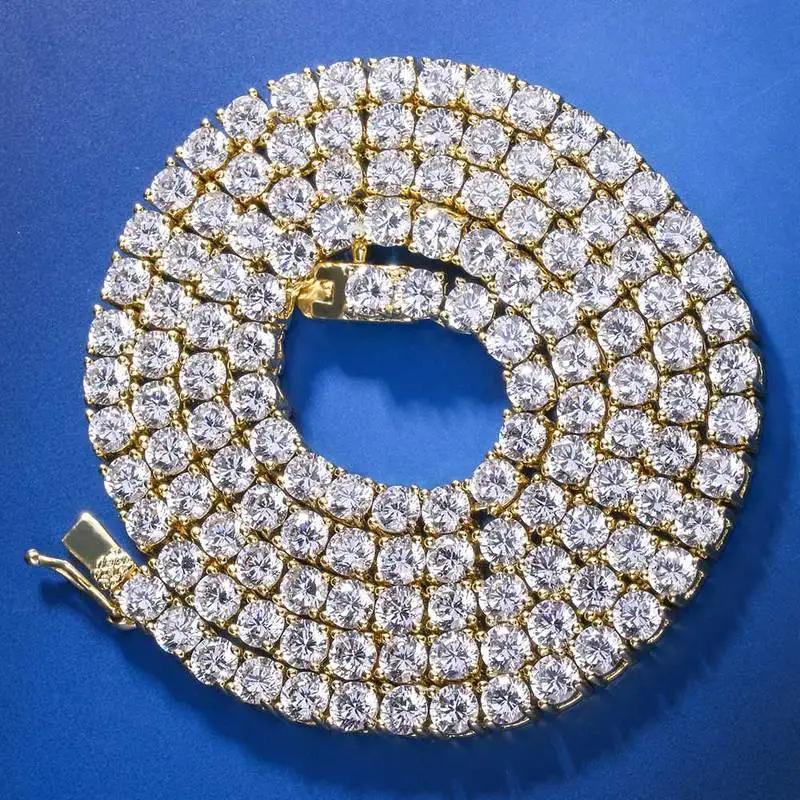 Iced Out теннисная цепь 4 мм золотое ожерелье люксовый бренд ледяной теннис звено хип-хоп ювелирные изделия для мужчин и женщин уличная культура