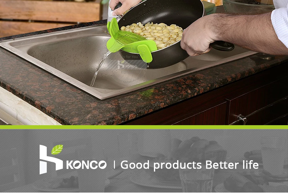 KONCO Snap'N Стрейнер, силиконовый дуршлаг для всех кастрюль и чаш, кухонные гаджеты, силиконовый фильтр воронки