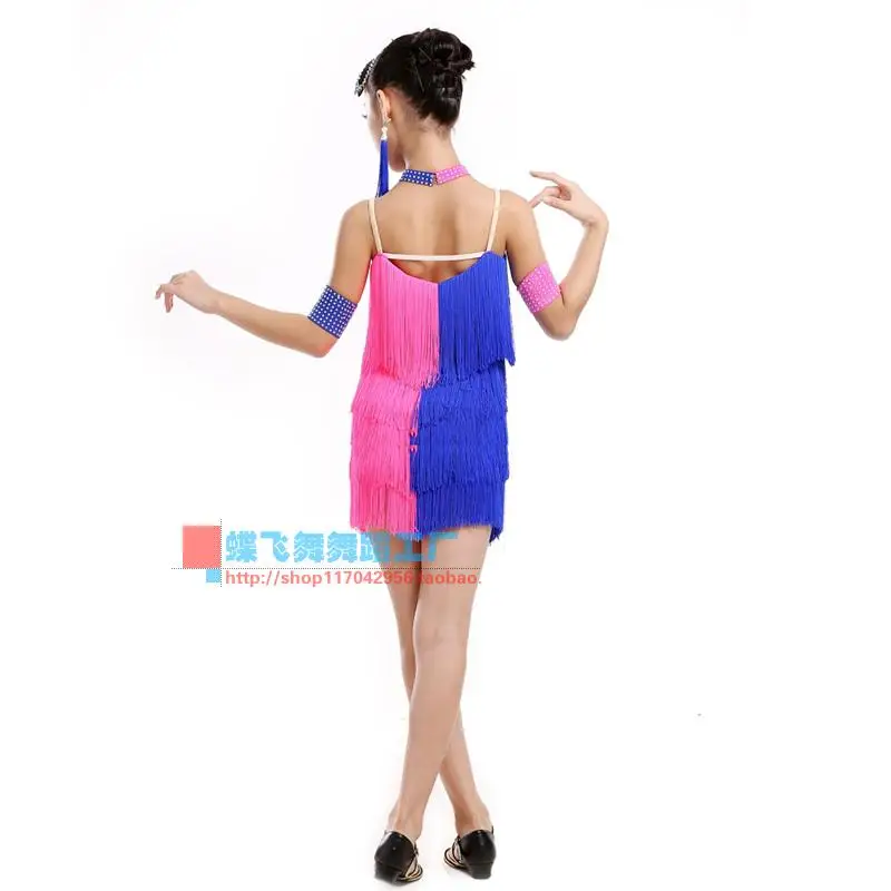 Взрослый Детский костюм для латинских танцев платье с кисточками женщин и детей