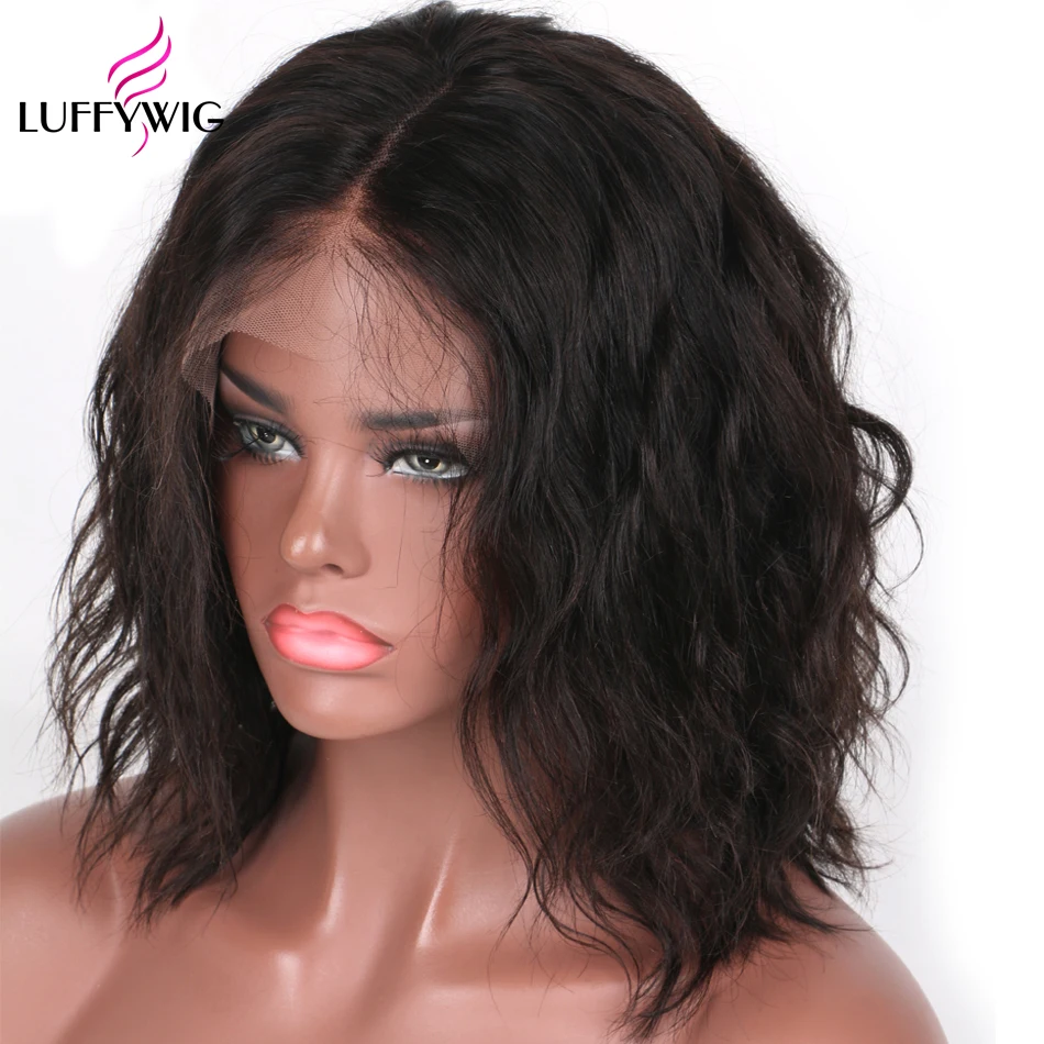LUFFYHAIR 5*4,5 шелк основа парики натуральная волна полный кружево парики Remy бразильские человеческие волосы шелковая основа боб парик с предварительно выщипанной линией волос