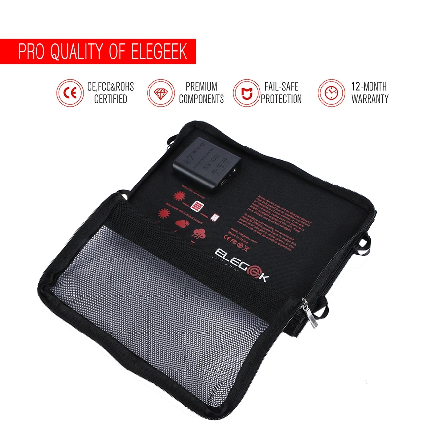 ELEGEEK 5 В/18 в 21 Вт солнечная панель Зарядное устройство USB DC двойной выход портативное солнечное зарядное устройство с сумкой для хранения для iPhone 12 В батарея