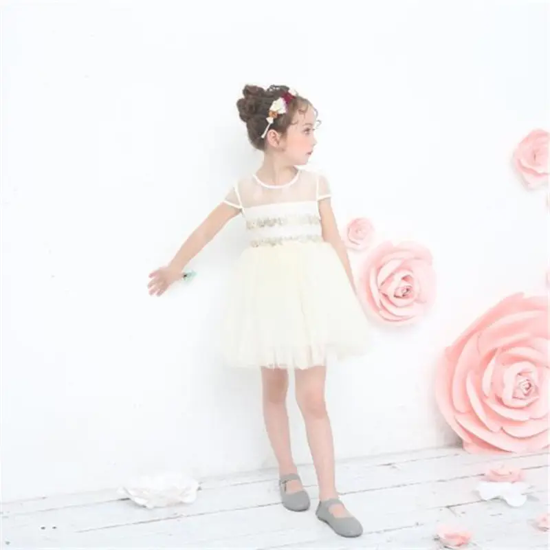 Inmusion Girl Dress Kids Wedding Bridesmaid 2017 Summer Children Banquet Dresses Eugen Yarn Girls Party White | Детская одежда и