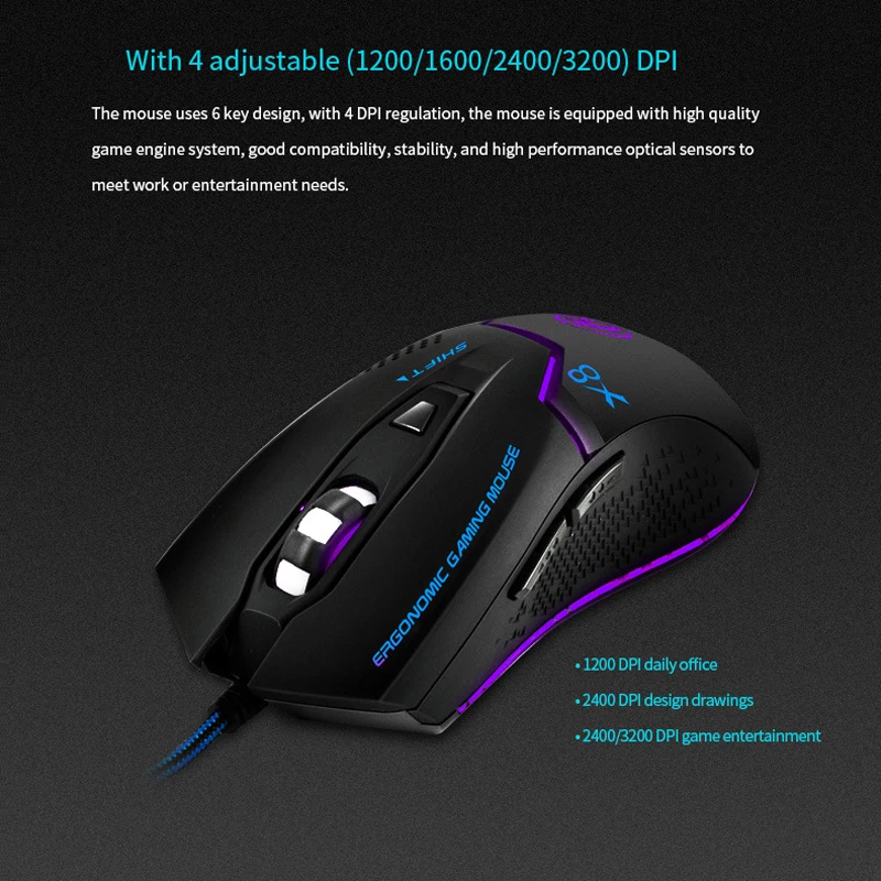 IMice USB игровая Мышь геймер проводные наушники с кабель задней подсветки провод RGB