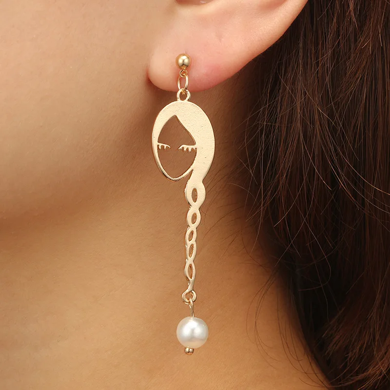 Женские длинные висячие серьги с имитацией жемчуга для лица 2019|Серьги-подвески| |