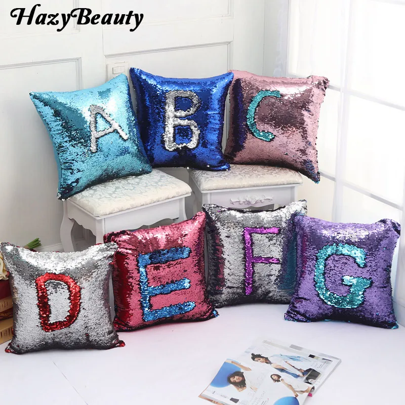 

16*16 inch Reversible Sequin Mermaid Throw Pillow Cushion Cover Car Home Decoration Sofa Bed Decor Decorative Pillowcase