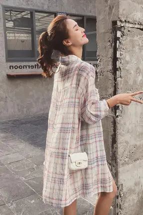 2XL клетчатые рубашки женские блузки и топы корейские шифоновые Женские с