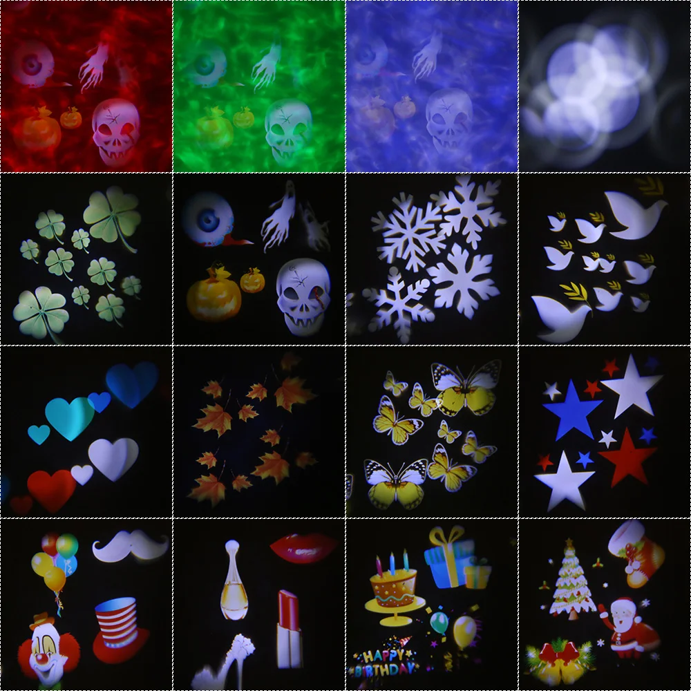 Christmas Lights Outdoor Waterproof LED Laser Snow Animation Effect IP65 Indoor/Outdoor Projector 16 Patterns Snowflake/Snowman | Лампы и