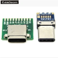 diy 24pin usb 3 1 type c female socket connector smt type with pc board
